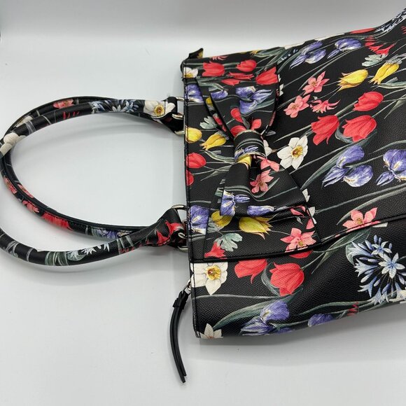 APT 9 Floral Print Handbag Tote With Bow Detail & Multiple Pockets - Picture 3 of 9